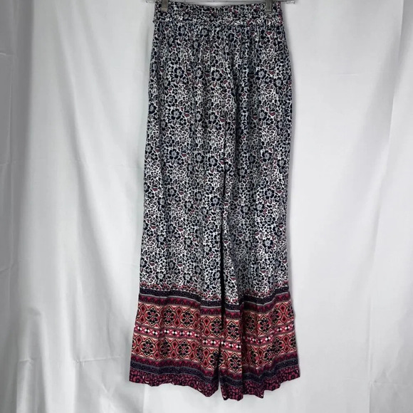 Sim & Sam Tie Waist Casual Floral Boho Wide Leg Pants Size Small - Picture 8 of 8